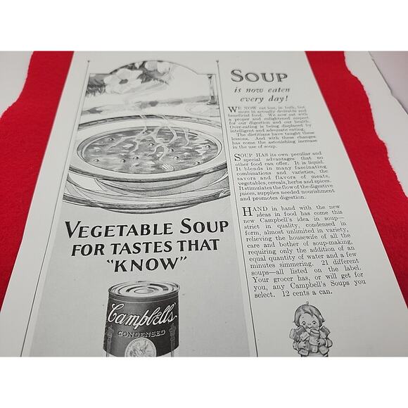 1928 Campbell's "Vegetable Soup for Tastes That Know" Ephemera Vintage Print Ad - Picture 4 of 5